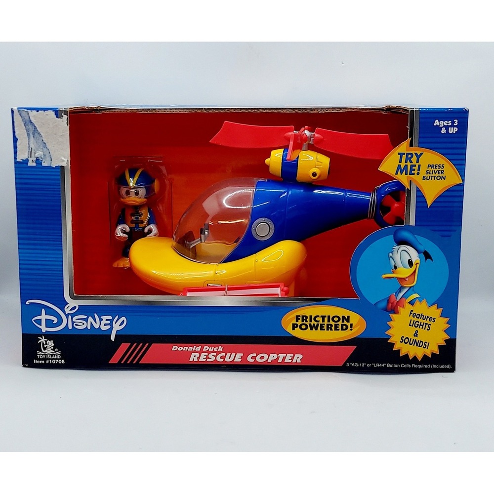 Toy Island  Disney Donald Duck Rescue Copter Friction Powered Light Sounds